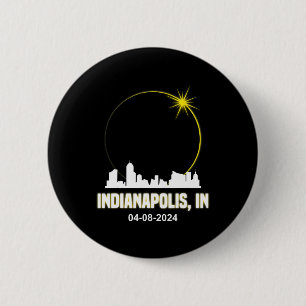 Badge Rond 5 Cm Solar Eclipse 2024 Indianapolis Skyline Indiana Ec