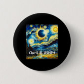 Badge Rond 5 Cm Solar Eclipse 2024 Starry Night Painting Van Gogh (Devant)