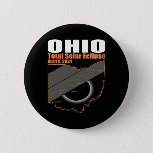 Badge Rond 5 Cm Solar Eclipse 2024 State Ohio Map Total Solar Ecli (Devant)