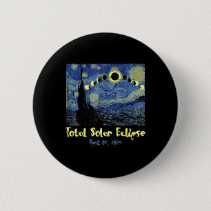 Badge Rond 5 Cm Solar Eclipse 2024 Totalité Avril 8 Hommes Femmes