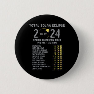 Badge Rond 5 Cm Solar Eclipse 2024 Totalité Avril 8 Hommes Femmes 