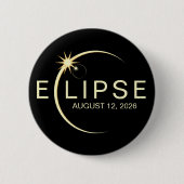 Badge Rond 5 Cm Solar Eclipse Astronomy Event 2026 (Devant)
