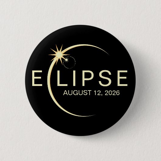 Badge Rond 5 Cm Solar Eclipse Astronomy Event 2026 (Devant)