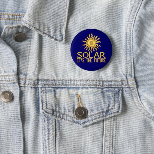 Badge Rond 5 Cm Solar Power Sun (En situation)