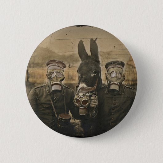 Badge Rond 5 Cm Soldats Masques d'âne et de gaz (Devant)