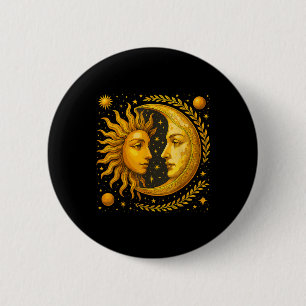 Badge Rond 5 Cm Soleil Céleste Et Lune