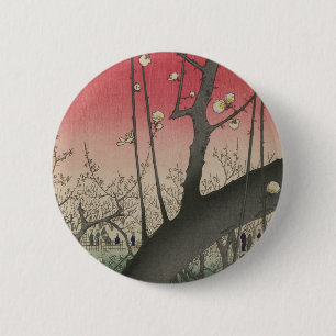 Badge Rond 5 Cm soleil couchant japonais pruniers arbres