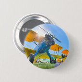 Badge Rond 5 Cm Soleil de biplan (Devant & derrière)