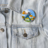 Badge Rond 5 Cm Soleil de biplan (En situation)