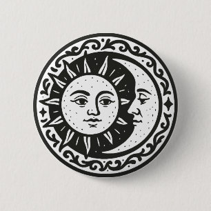 Badge Rond 5 Cm Soleil Et Lune