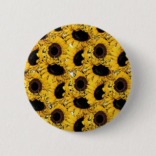 Badge Rond 5 Cm soleil fleurs pétales nager plongée marine nature 