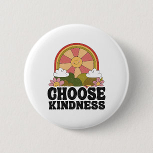 Badge Rond 5 Cm Soleil Positif Paix Hippie Rétro Choisissez Kindne