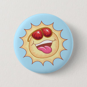 Badge Rond 5 Cm Soleil souriant brillant