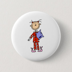 Badge Rond 5 Cm Sommeil au-dessus de fille dans son bouton de