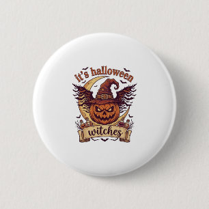 Badge Rond 5 Cm Son chapeau de sorcière de citrouille de sorcières