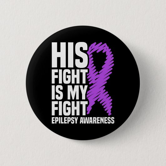Badge Rond 5 Cm Son Combat Est Mon Combat Purple Ribbon Epilepsie (Devant)