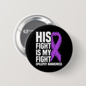Badge Rond 5 Cm Son Combat Est Mon Combat Purple Ribbon Epilepsie (Devant & derrière)