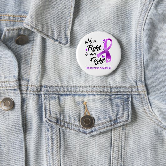 Badge Rond 5 Cm Son combat est notre lutte contre la fibromyalgie (En situation)