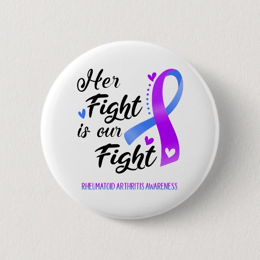 Badge Rond 5 Cm Son combat est notre lutte contre l'arthrite rhuma (Devant)