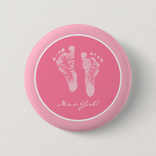 Badge Rond 5 Cm Son un faire-part de naissance d'empreintes de pas