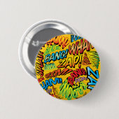 Badge Rond 5 Cm Sons de Pop Art de Bande Dessinée (Devant & derrière)