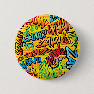 Badge Rond 5 Cm Sons de Pop Art de Bande Dessinée
