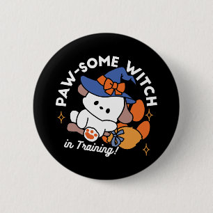 Badge Rond 5 Cm Sorcière à mâcher en entraînement - Chien d'Hallow