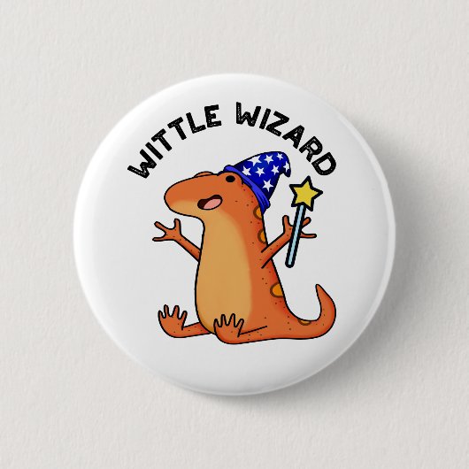 Badge Rond 5 Cm Sorcière Assistant Drôle Lizard Pun (Devant)