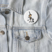 Badge Rond 5 Cm Sorcière avec le chat noir (En situation)