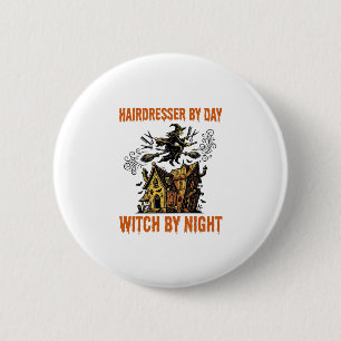 Badge Rond 5 Cm Sorcière Coiffeuse Halloween Vintage Chemise de Sa