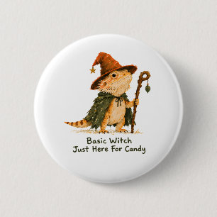 Badge Rond 5 Cm Sorcière de base ici pour les bonbons Dragon barbu