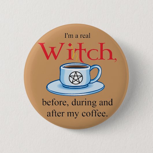 Badge Rond 5 Cm sorcière de café de bouton (Devant)