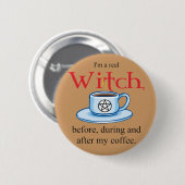 Badge Rond 5 Cm sorcière de café de bouton (Devant & derrière)