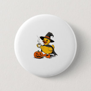 Badge Rond 5 Cm Sorcière de canard de croisière Halloween Citrouil