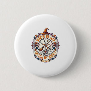 Badge Rond 5 Cm Sorcière de jour de sage-femme Nuit d'Halloween St