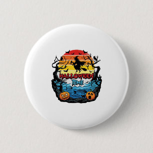 Badge Rond 5 Cm Sorcière de la période d'Halloween Citrouilles Cha