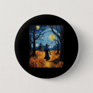 Badge Rond 5 Cm Sorcière Halloween Starry Night Van Gogh Costume A