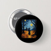 Badge Rond 5 Cm Sorcière Halloween Starry Night Van Gogh Costume A (Devant & derrière)