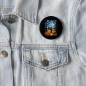 Badge Rond 5 Cm Sorcière Halloween Starry Night Van Gogh Costume A (En situation)