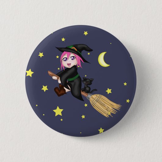 Badge Rond 5 Cm Sorcière mignonne (Devant)