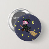 Badge Rond 5 Cm Sorcière mignonne (Devant & derrière)