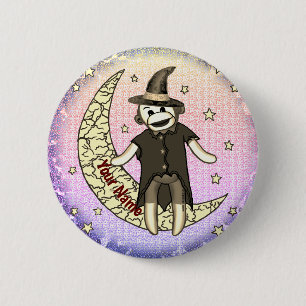 Badge Rond 5 Cm sorcière singe chaussette