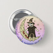 Badge Rond 5 Cm sorcière singe chaussette  (Devant & derrière)