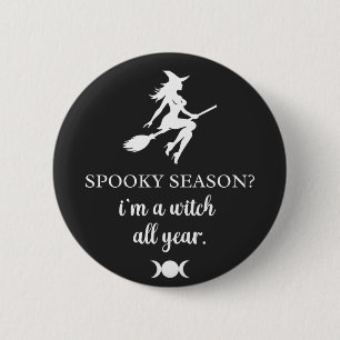 Badge Rond 5 Cm sorcière toute l'année • graphique de sorcellerie