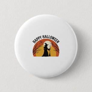 Badge Rond 5 Cm Sorcière Vintage Bonne Chemise Halloween Design_1