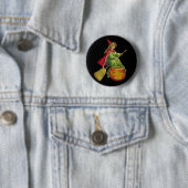 Badge Rond 5 Cm Sorcière volante (En situation)