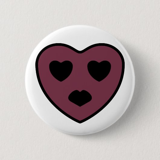 Badge Rond 5 Cm Sortie visage coeur (Devant)