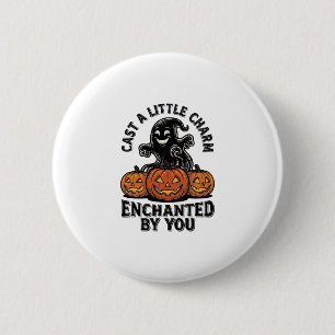 Badge Rond 5 Cm Sortilège d'amour Fantôme Art de citrouille vintag