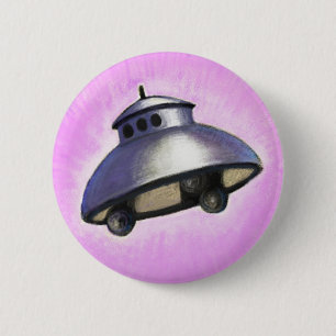 Badge Rond 5 Cm Soucoupe volante