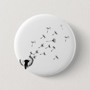 Badge Rond 5 Cm Souffle de pissenlit dans le vent